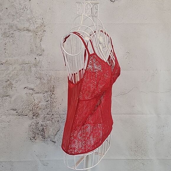 Dkny Red Lace Camisole Top Womens Size L - Picture 5 of 10